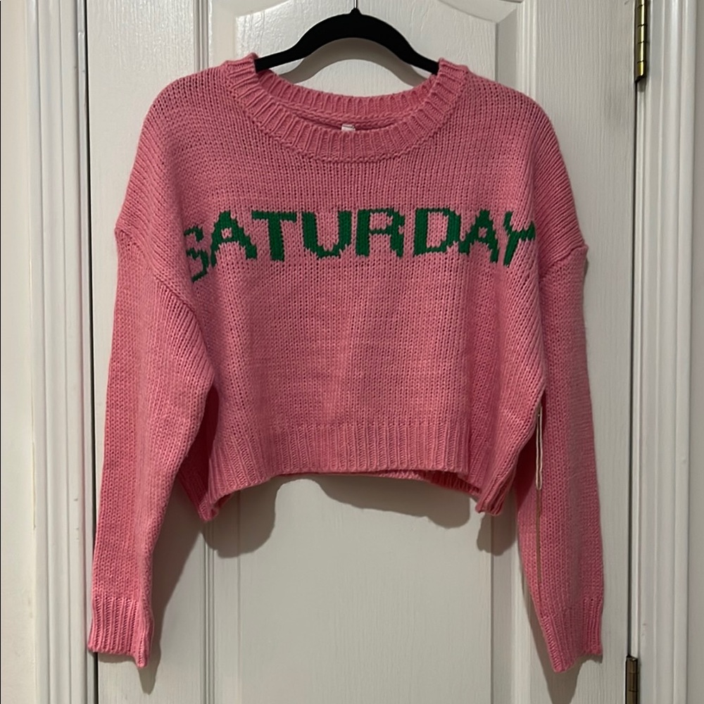 Dreamers ‘Saturday’ verbiage sweater size extra small NWT